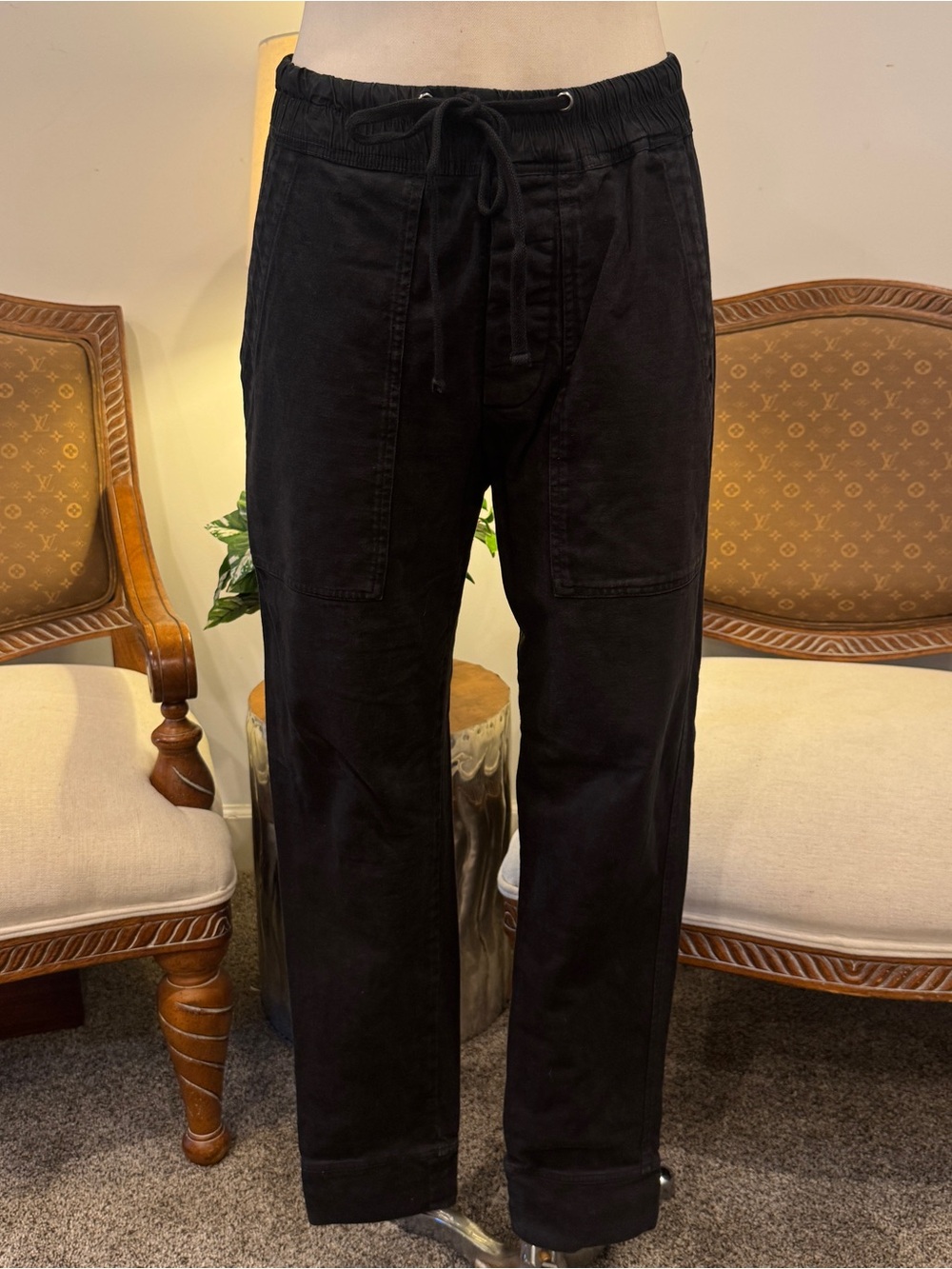 James Perse Black Cotton Joggers Size 6/8